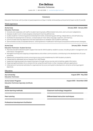 Education Technician Resume Sample and Template