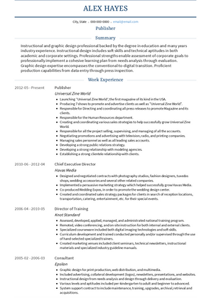 Publisher Resume Sample and Template