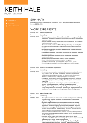 Payroll Supervisor Resume Sample and Template