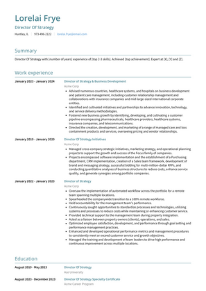 Director Of Strategy Resume Sample and Template