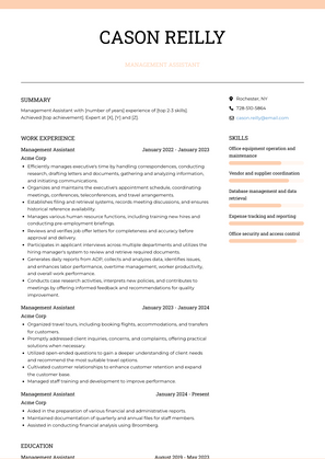 Management Assistant Resume Sample and Template