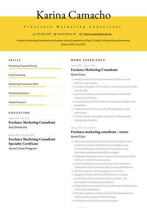 Freelance Marketing Consultant Resume Sample and Template