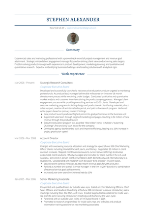 Strategic Research Consultant Resume Sample and Template
