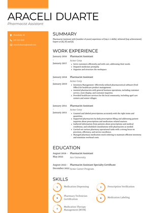 Pharmacist Assistant Resume Sample and Template