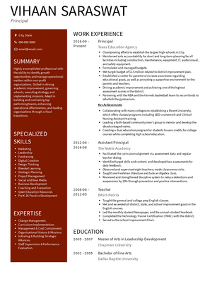 Principal Resume Sample and Template