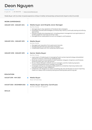 Media Buyer Resume Sample and Template