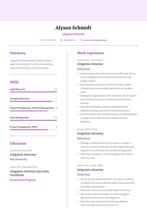 Litigation Attorney Resume Sample and Template