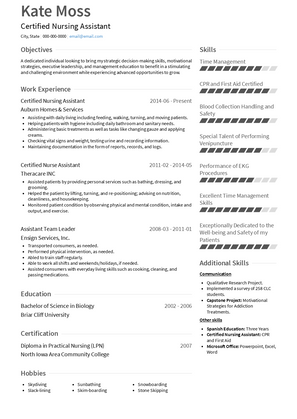 Certified Nursing Assistant Resume Sample and Template