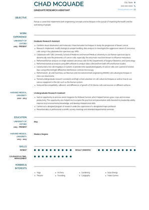 Graduate Research Assistant  Resume Sample and Template
