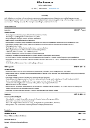 Software Architect Resume Sample and Template