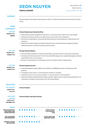 Chemical Engineer Resume Sample and Template