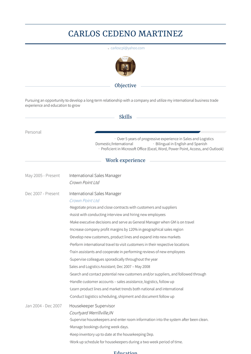 International Sales Manager Resume Sample and Template