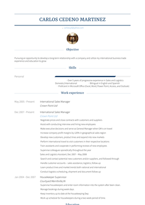 International Sales Manager Resume Sample and Template
