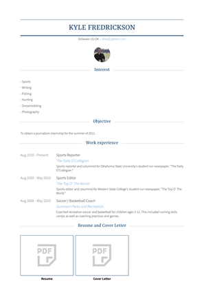 Sports Reporter Resume Sample and Template