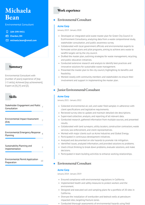 Environmental Consultant Resume Sample and Template
