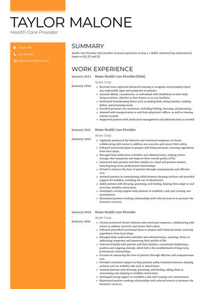 Health Care Provider Resume Sample and Template