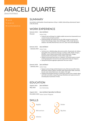 Java Architect Resume Sample and Template