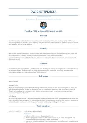 Linux System Administrator Resume Sample and Template