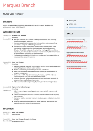 Nurse Case Manager Resume Sample and Template