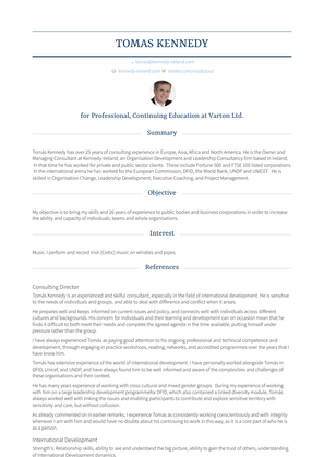 Owner, Managing Consultant Resume Sample and Template