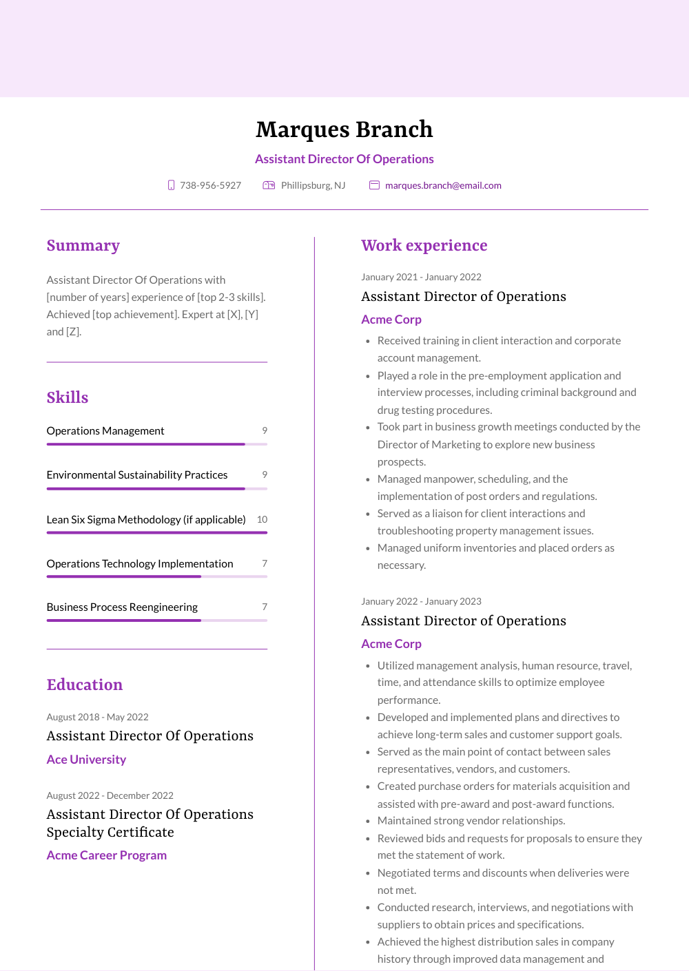 10+ Assistant Director of Operations Resume Examples That Work