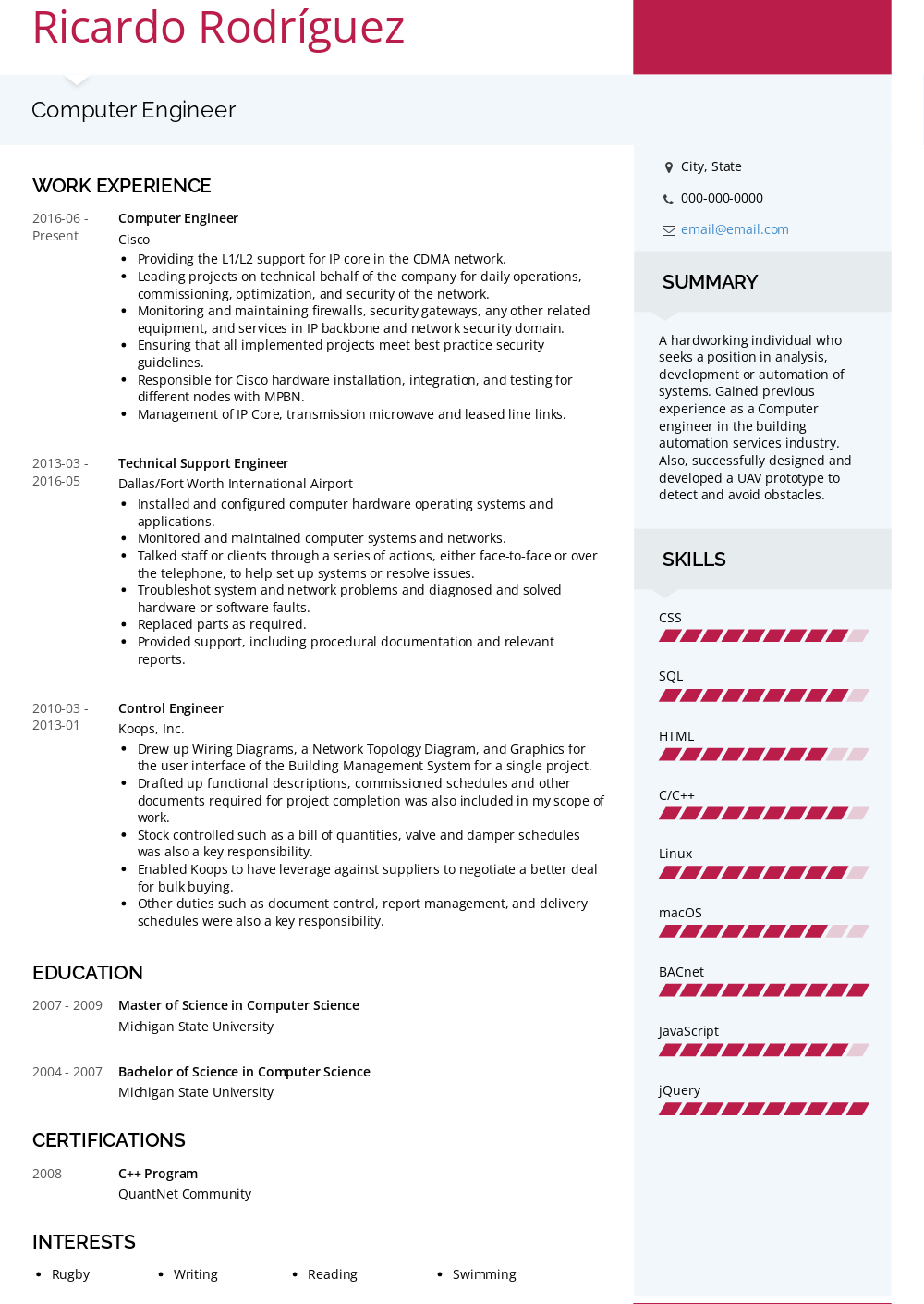Computer Engineer Resume Examples [+ 3 Samples] | VisualCV