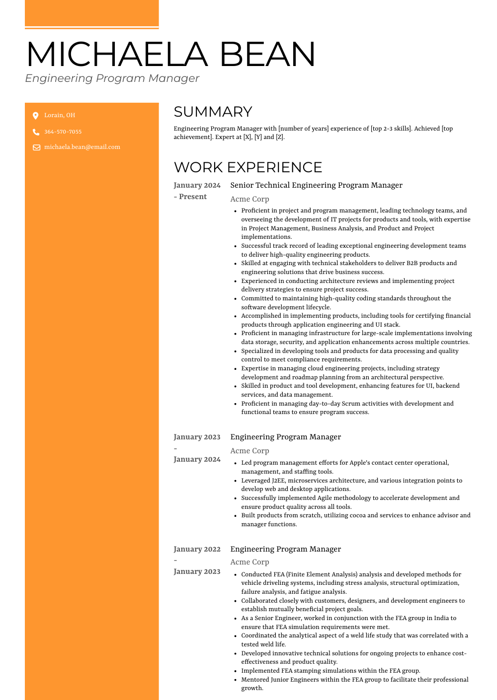 Program Manager Functional Resume Example Engineering Program Manager Resume Examples and Templates