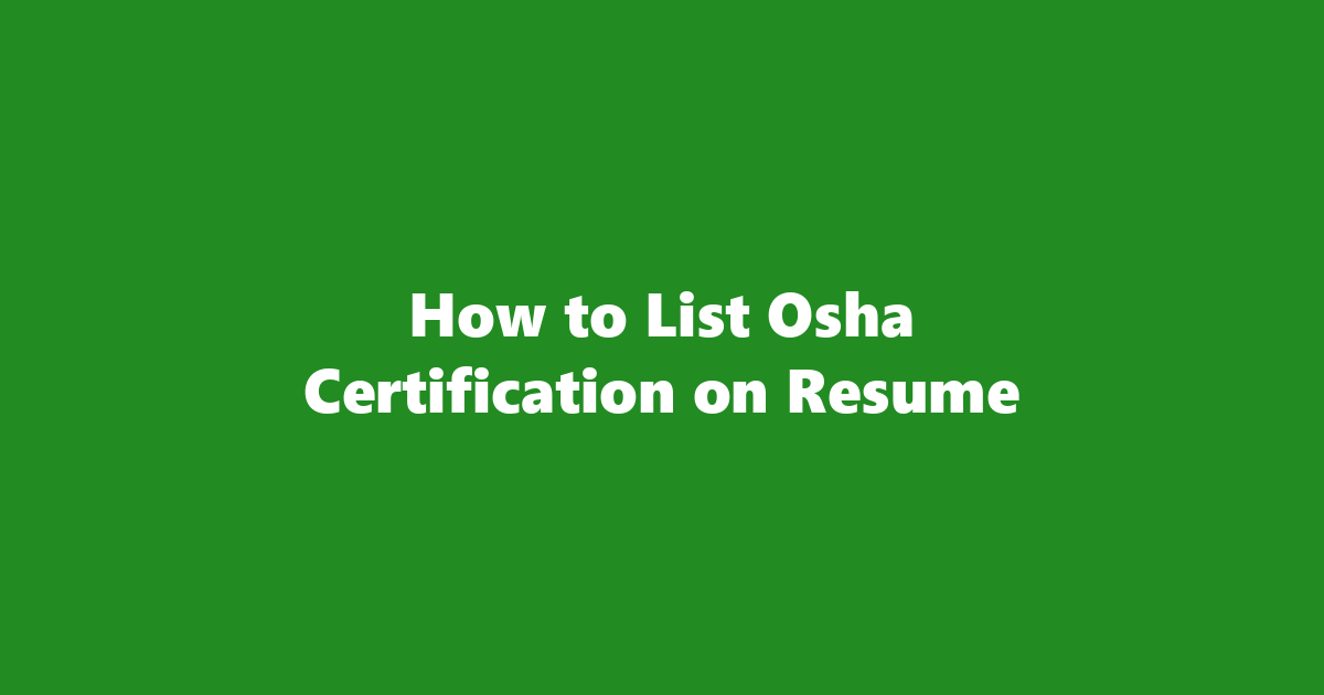 Osha Url Osha Certification: Listing Tips & Examples