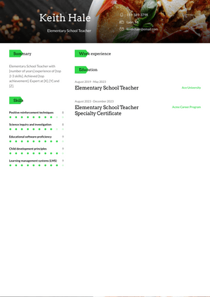 Elementary School Teacher Resume Sample and Template