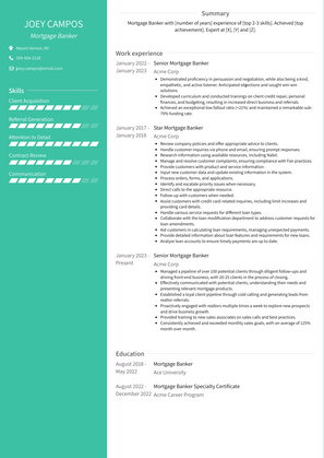 Mortgage Banker Resume Sample and Template