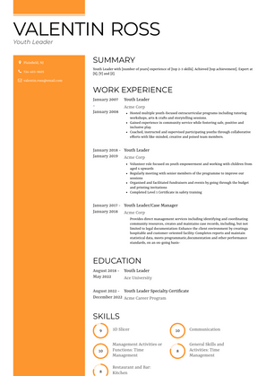 Youth Leader Resume Sample and Template