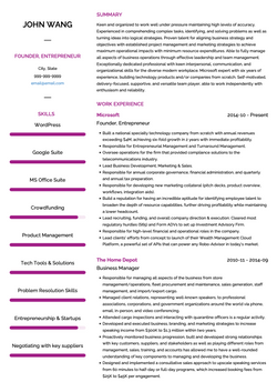 Entrepreneur Resume Sample and Template