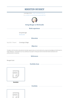 Swing Manager Resume Sample and Template