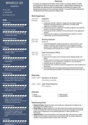 Inspector Resume Sample and Template