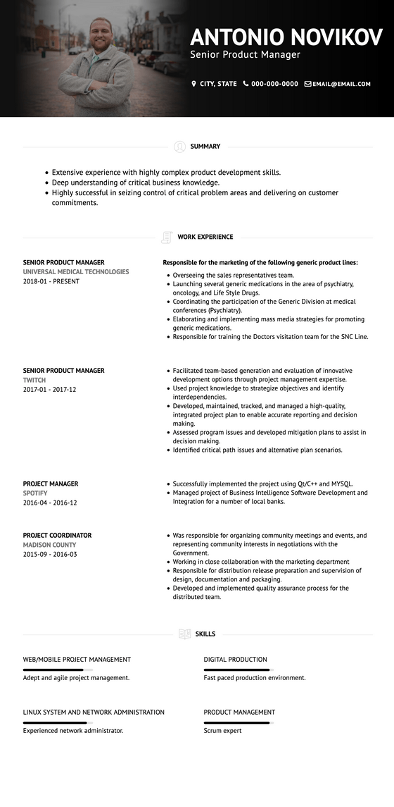 Contemporary Resume Template and Example - Brooklyn by VisualCV	