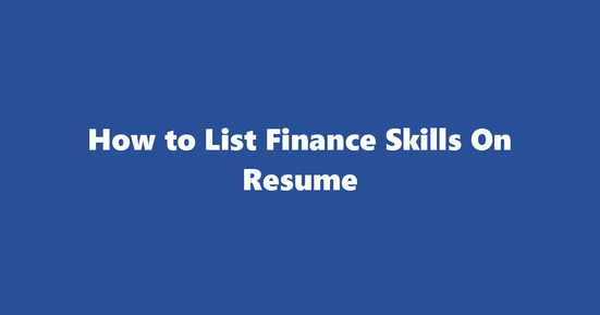 finance resume skills
