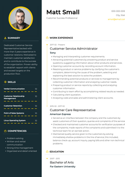 Customer Success Resume Template and Example - Denali by VisualCV	
