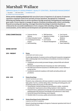 Serveuse Resume Sample and Template