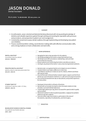 Dental Assistant Resume Sample and Template