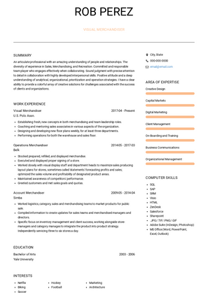 Visual Merchandiser Resume Sample and Template