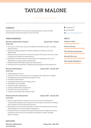 Executive Administrator Resume Sample and Template