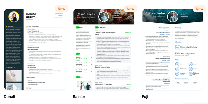 Introducing 6 brand new VisualCV resume & CV templates