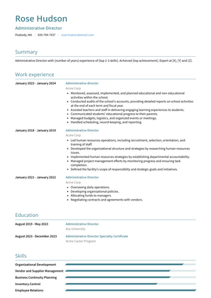Administrative Director Resume Sample and Template