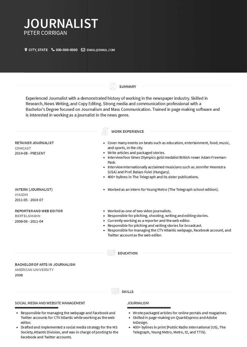 news reporter resume