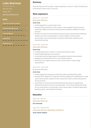 Associate Attorney Resume Sample and Template