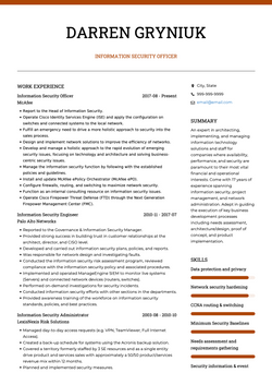 Information Security Officer Resume Sample and Template