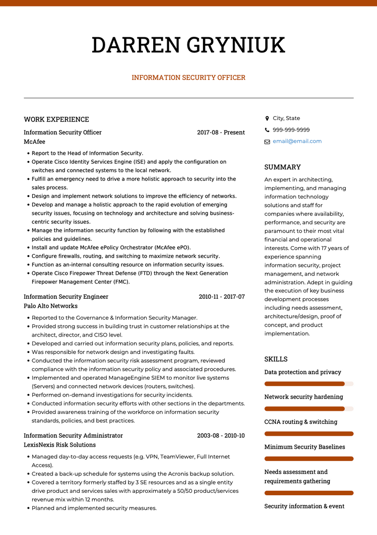 security-cv-example-chloe