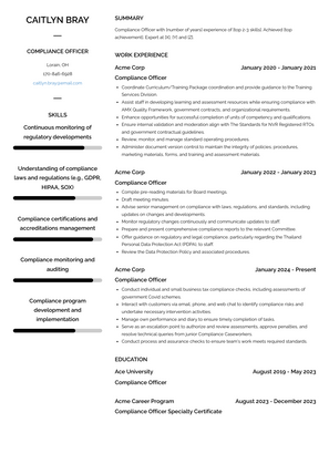 Compliance Officer Resume Sample and Template