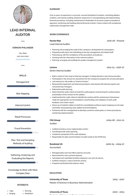 audit resume skills