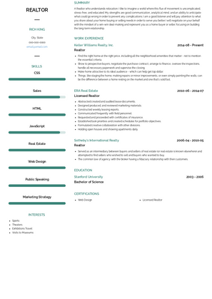 Realtor Resume Sample and Template